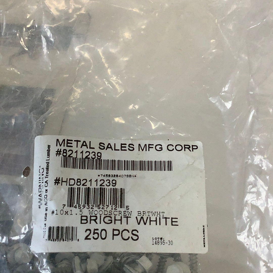 Woodscrew #10 x 1.5” - Bright White