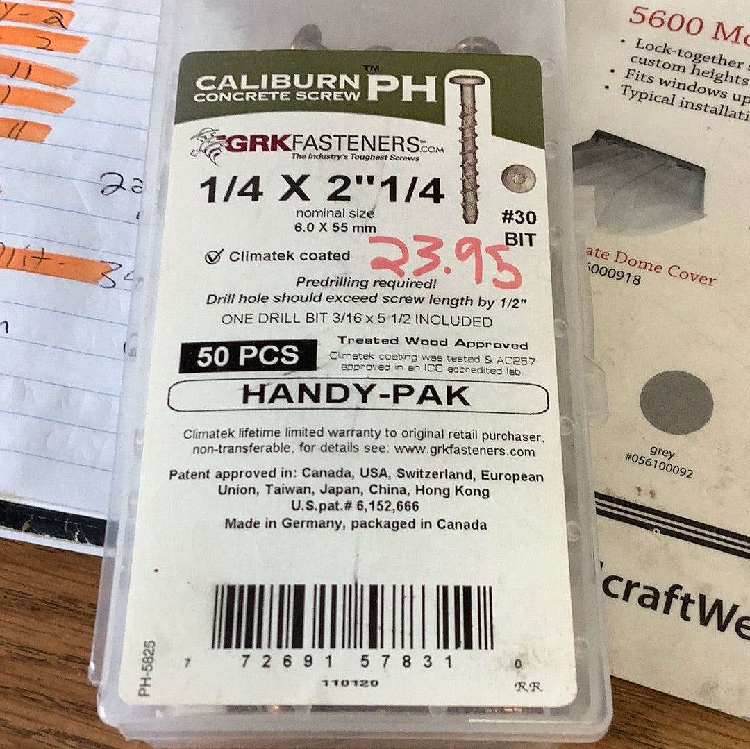 GRK Concrete Screws 1/4” x 2-1/4”