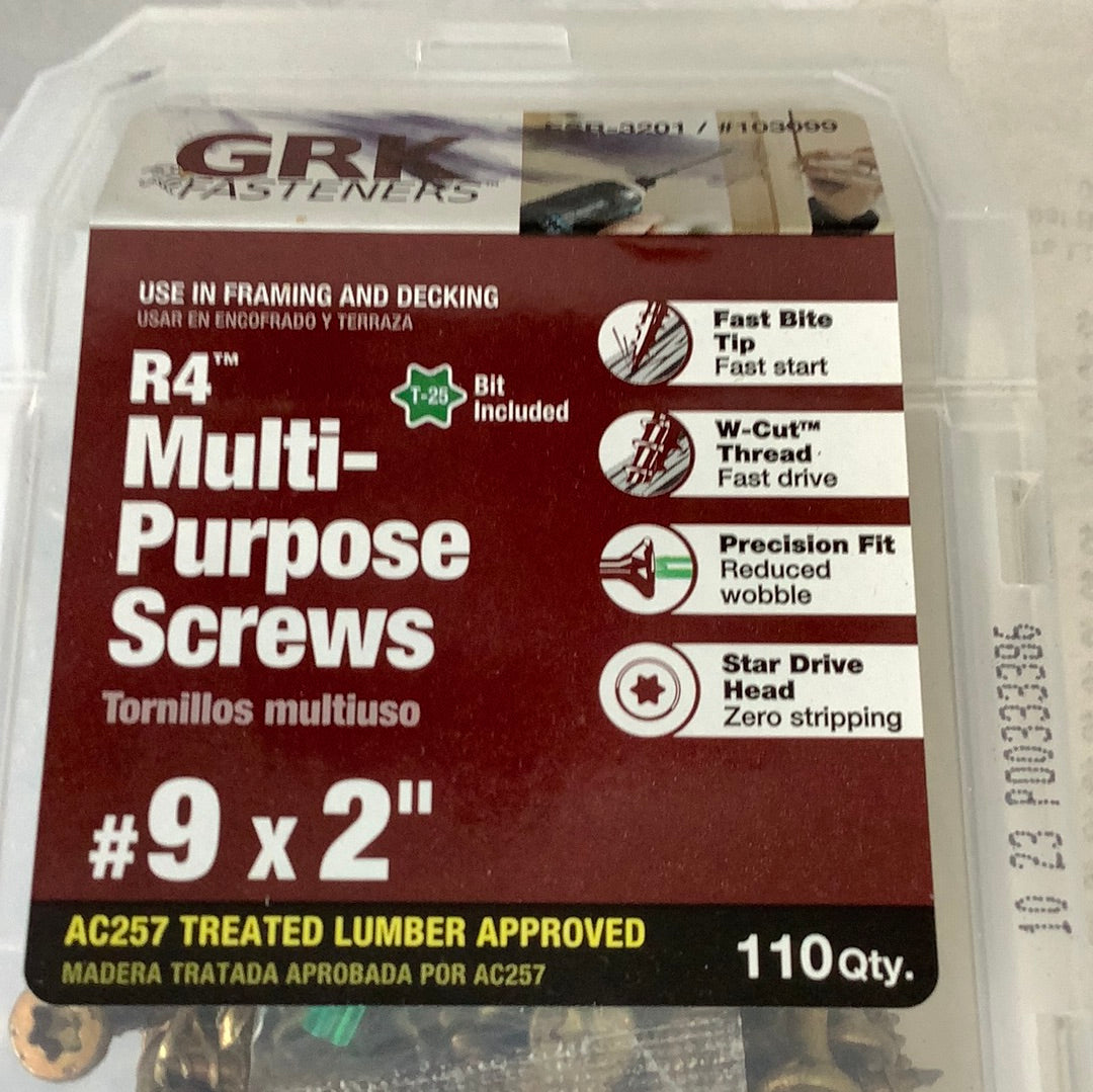 GRK R4 Multi Purpose Screws - #9 x 2” (Handi Pak)
