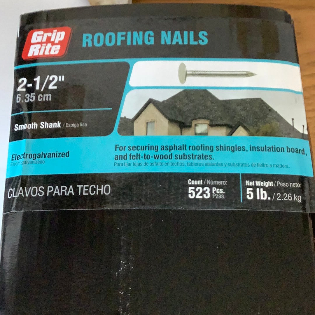 Grip Rite - 2 1/2” Smooth shank Siding Nails - 5 lb