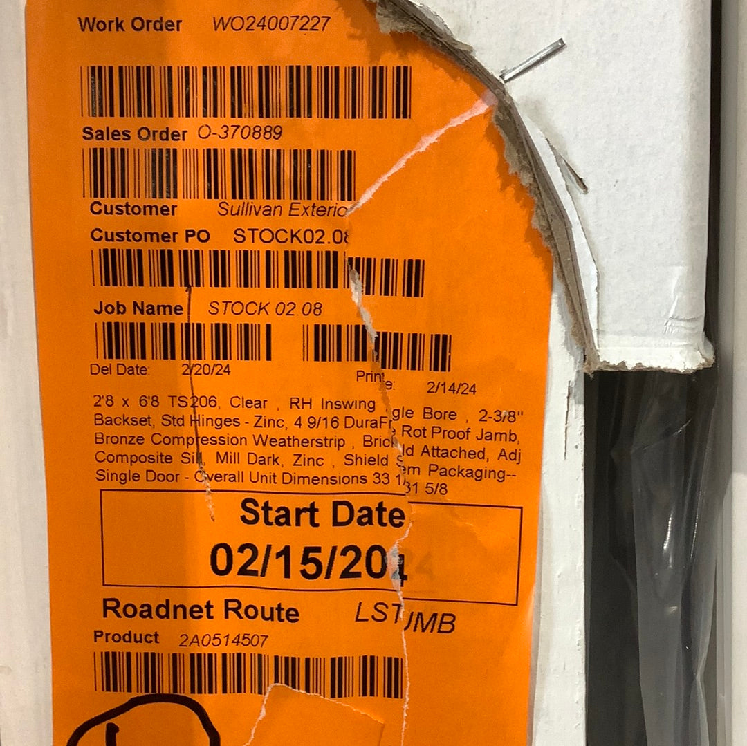 Door - TS206 3068 Half Light RH, 4 9/16” jamb Double Bore