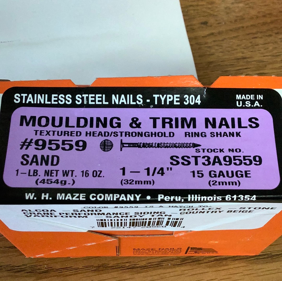 Trim nails 1 1/4” Stainless 1lb- Wicker