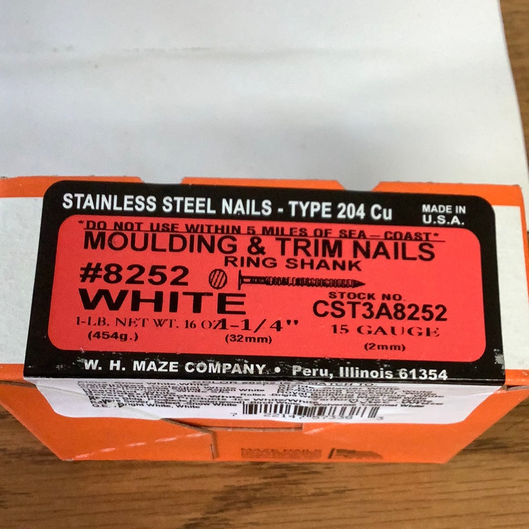 Trim nails 1 1/4” Stainless 1lb- White