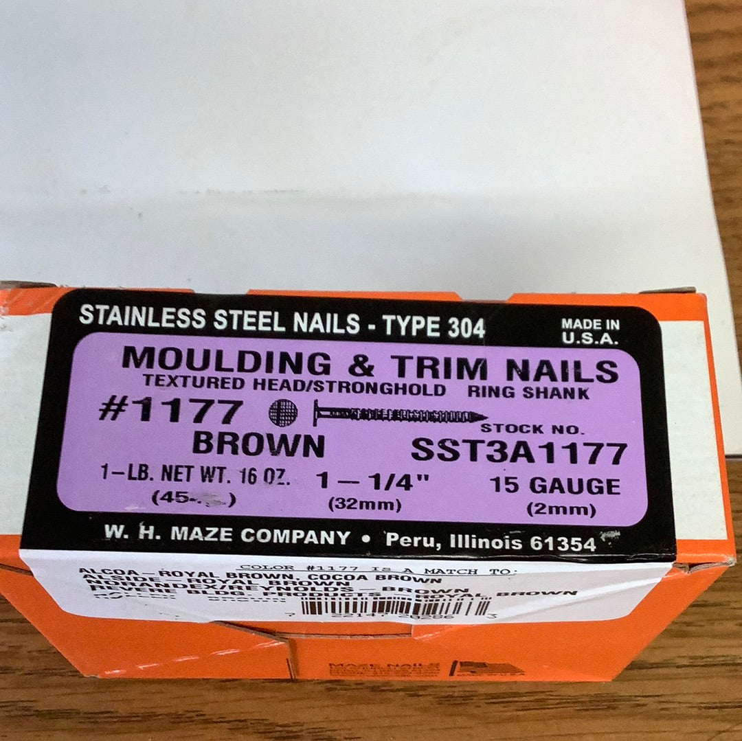 Trim nails 1 1/4” Stainless 1lb- Royal Brown