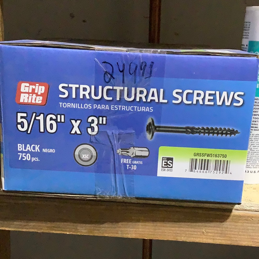 Grip Rite Structural Screws - 5/16” x 3”