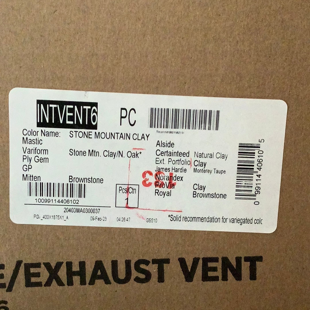 Intake/Exhaust Vent 6” - Clay