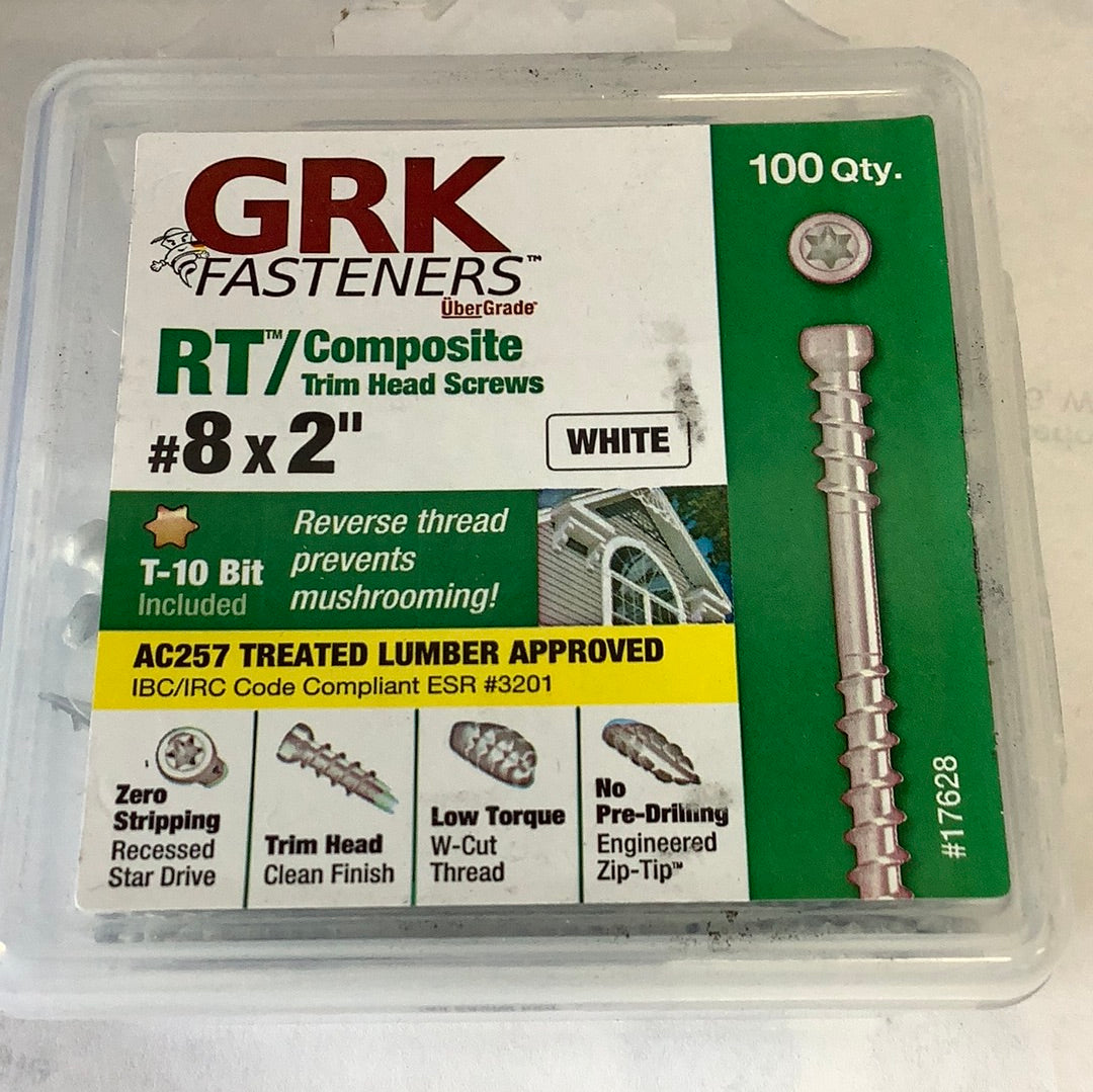 GRK RT Composite Trim Head Screws - #8 x 2” White