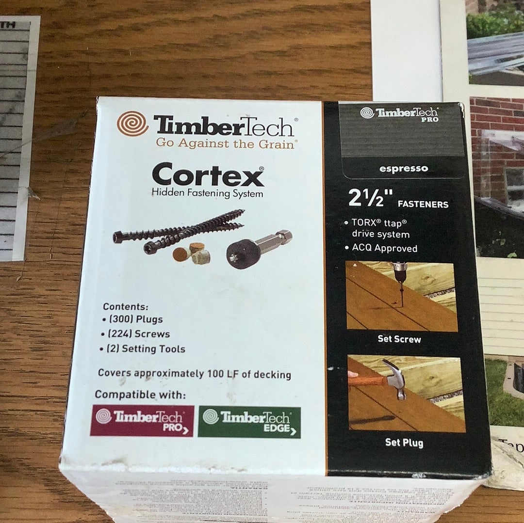Timbertech Cortex screws/plugs Fastening System - 2-1/2” - Espresso