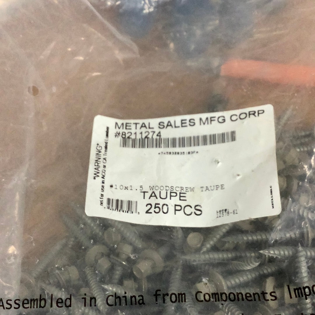 Woodscrew #10 x 1.5” - Taupe