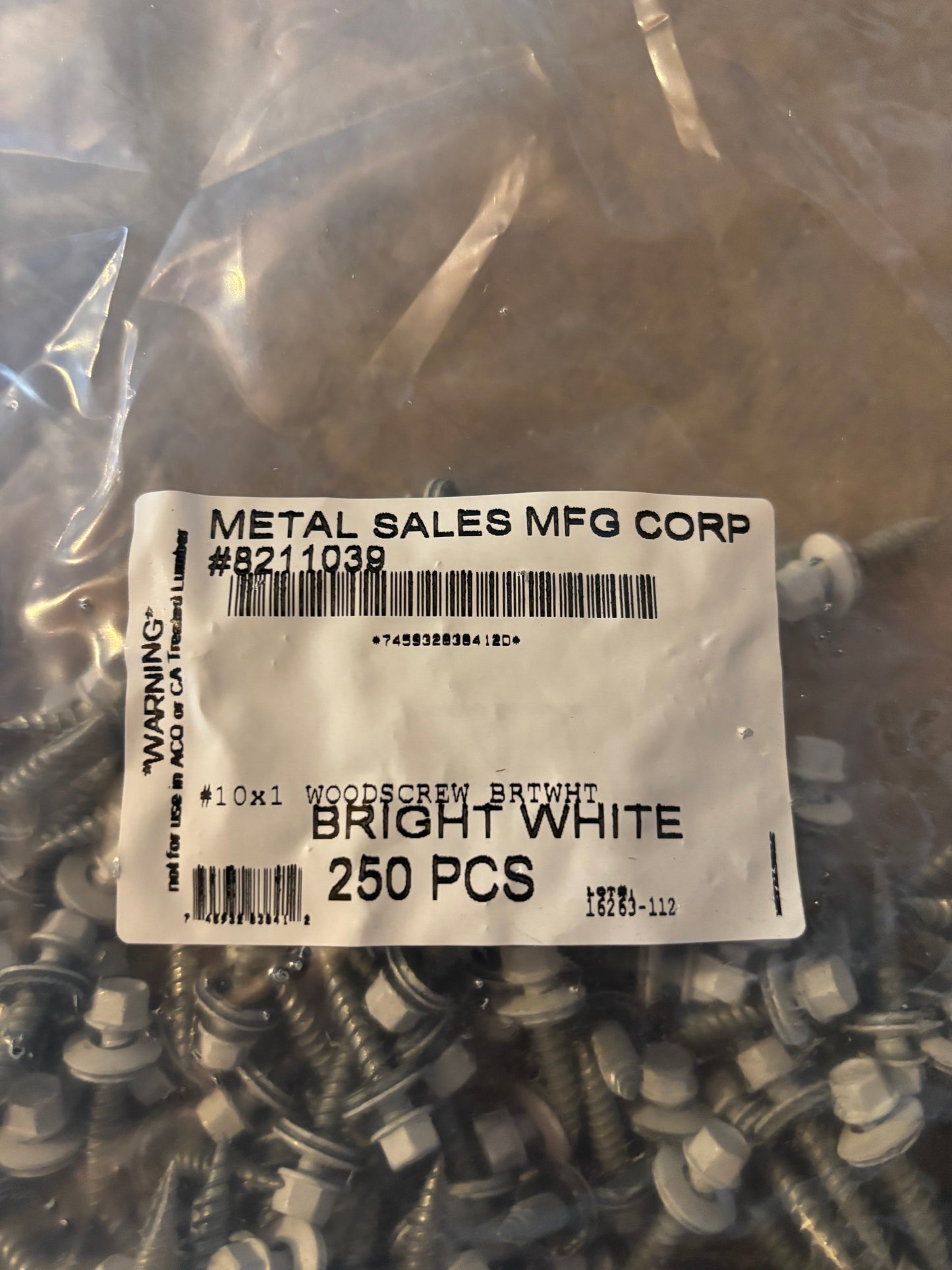 Woodscrew #10 x 1” - Bright White