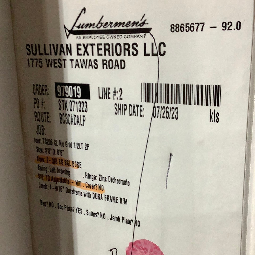 Door - TS206 2868 Half Light LH, 4 9/16” jamb