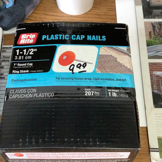 Grip Rite Plastic Cap Nails - 1 1/2” - 1lb