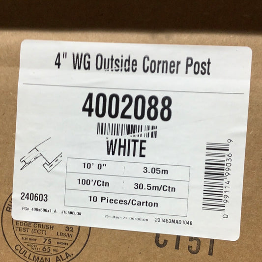 4” OSCP 10' - White woodgrain