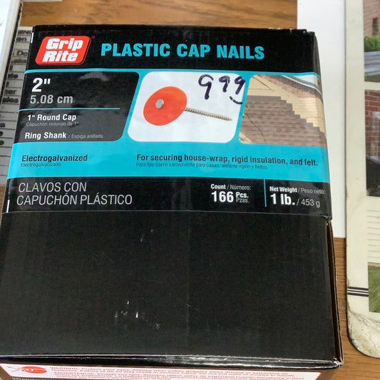 Grip Rite Plastic Cap Nails - 2” - 1lb