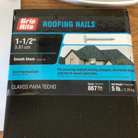 Grip Rite - 1 1/2” Smooth shank Siding Nails - 5lb