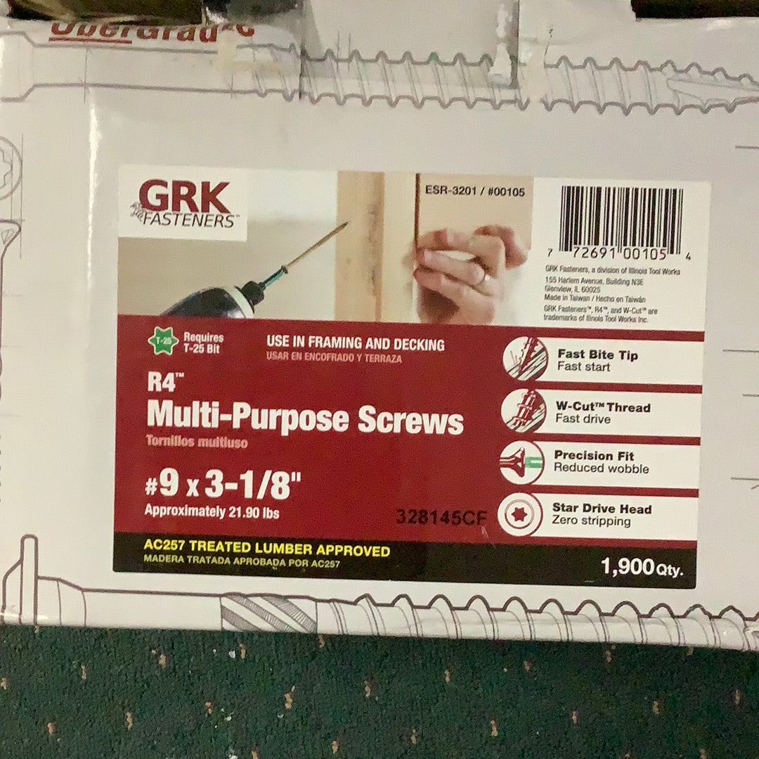 GRK Multi Purpose Screws - #9 x 3-1/8”