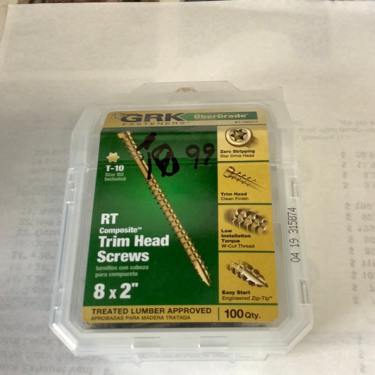 GRK RT Composite Trim Head Screws - #8 x 2”