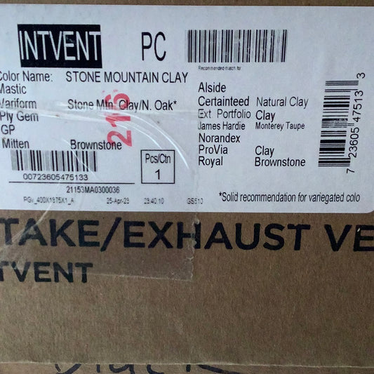 Intake/Exhaust Vent 4” - Clay