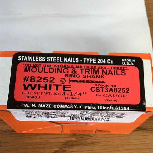 Trim nails 1 1/4” Stainless 1lb- White