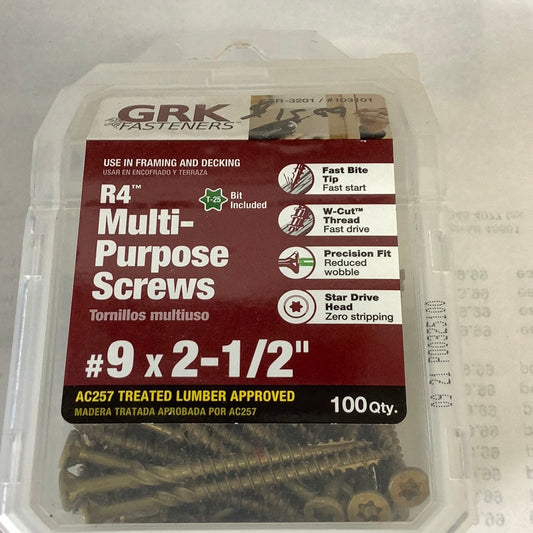 GRK R4 Multi Purpose Screws - #9 x 2-1/2”