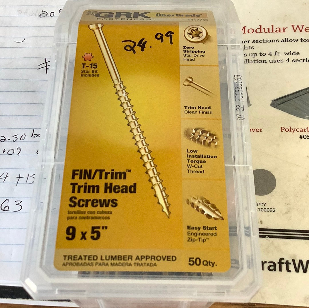 GRK FIN/ Trim Head Screws #9 x 5”