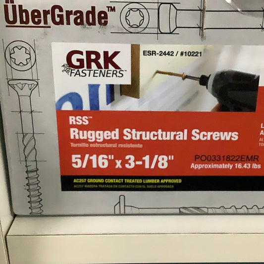 GRK 5/16” x 3 1/8” Structural Screws- Bulk Box