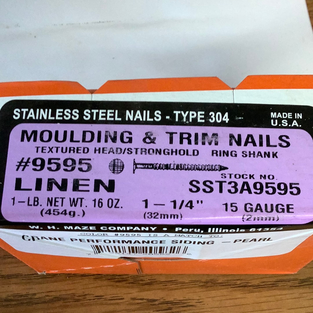 Trim nails 1 1/4” stainless ring shank 1lb - Herringbone/Almond/Desert Tan