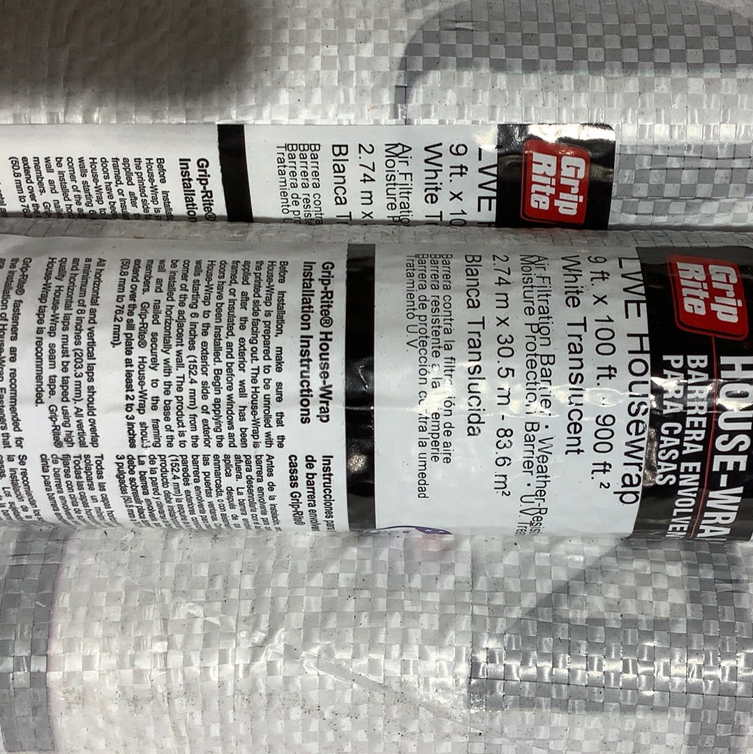 9’ x 100’ - Grip Rite Housewrap