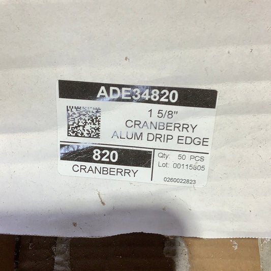 ADE34- 1-1/2” Drip Edge- Cranberry 820