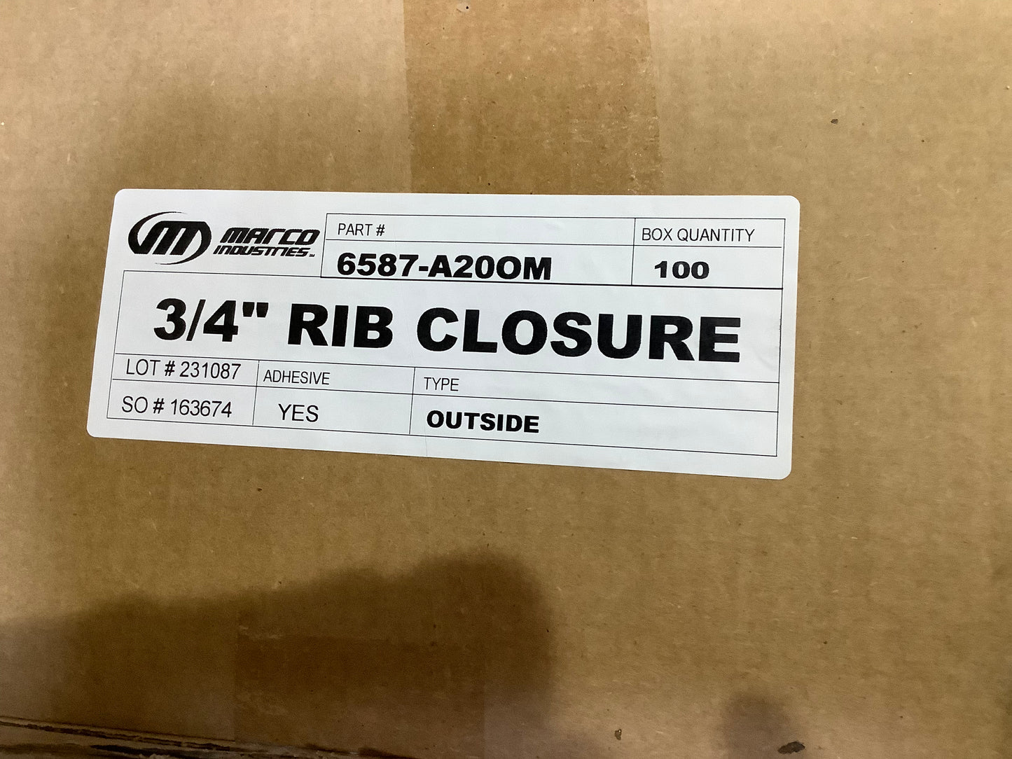 Metal Panel Closure - Outside/Top