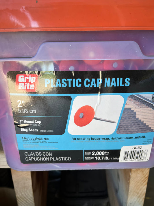 Plastic Cap Nails 2" 2000 count bucket Grip Rite