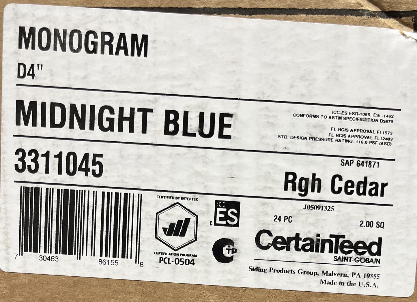 D4 CertainTeed Monogram MIdnight Blue