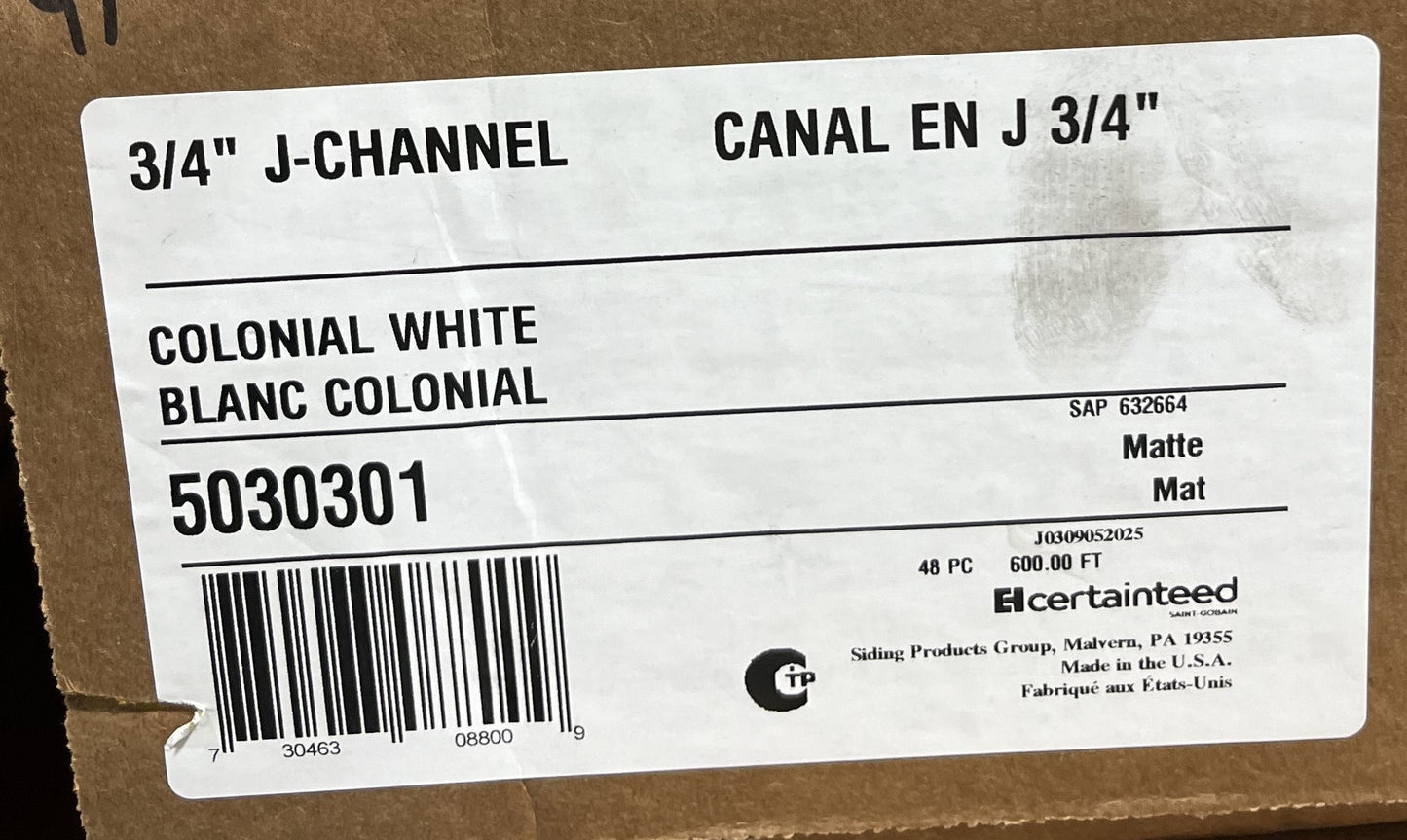 J 3/4 CertainTeed Colonial White