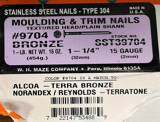 Trim nails 1 1/4” 1lb- Terra Bronze 9704