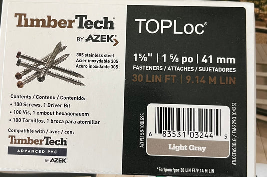 Timbertech DARK GRAY TOPLOC FASCIA PACK AZEK FASTENER
