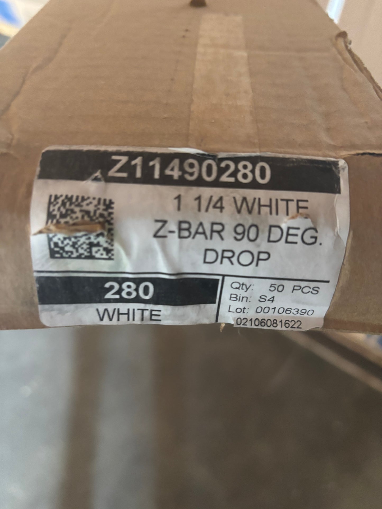 Z190-1-1/4” Z-Bar- White