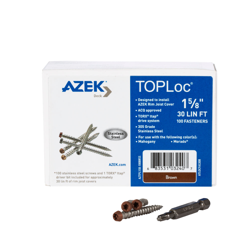 ATLOCFAS30B BROWN TOPLOC FASCIA PACK AZEK FASTENER
