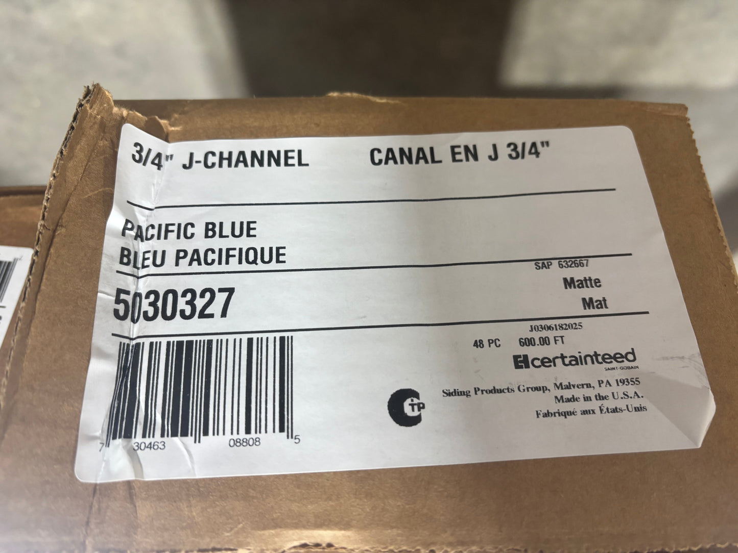 J 3/4 CertainTeed Pacific Blue